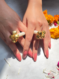 Pearl Ghungroo Aarti Ring Set Of 5 Pairs