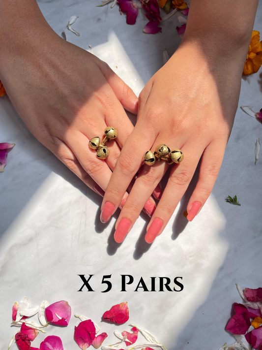 Ghungroo Aarti Ring Set Of 5 Pairs