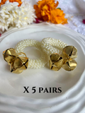 Pearl Ghungroo Aarti Ring Set Of 5 Pairs