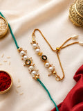 Mint Pearl Kundan Bhaiya Bhabhi Rakhi Combo