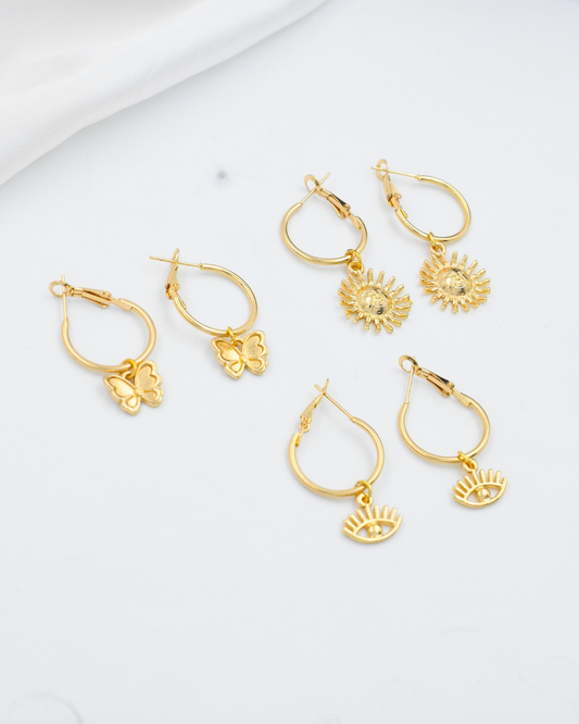 Sunshine Charm Hoops Combo