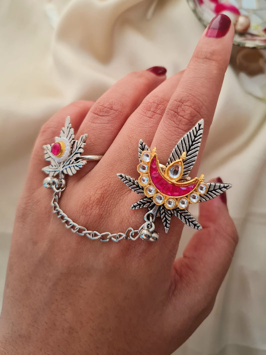 Diwaliyan Oxidised Chain Ring