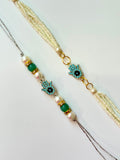 Beaded Evil Eye Bond Bhaiya Bhabhi Rakhi Combo